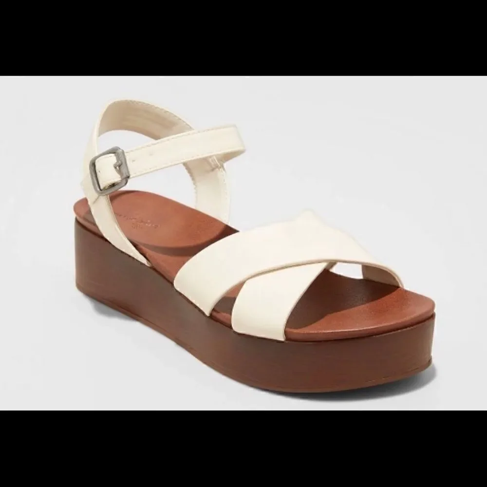 Universal Thread  leather wood Bottom  sandal -7
